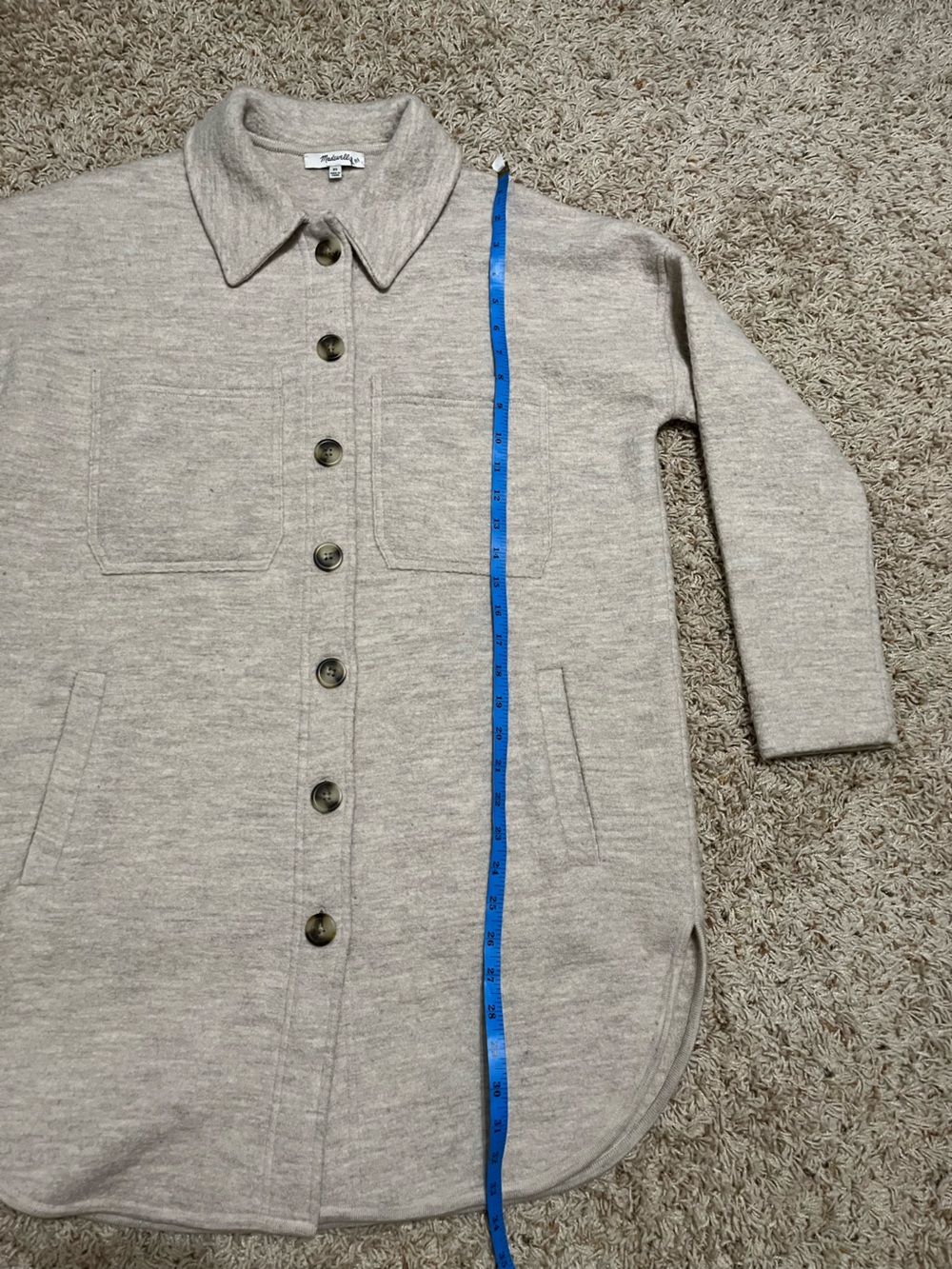 Madewell (Re)sponsible Boiled Wool Sweater Jacket in Heathered Stone XS - Picture 5 of 8